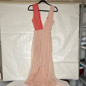 Two-Tone Pink High-Low Evening Dress